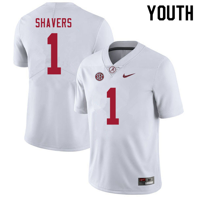 Alabama Crimson Tide Youth Tyrell Shavers #1 White NCAA Nike Authentic Stitched 2020 College Football Jersey TI16U24JL